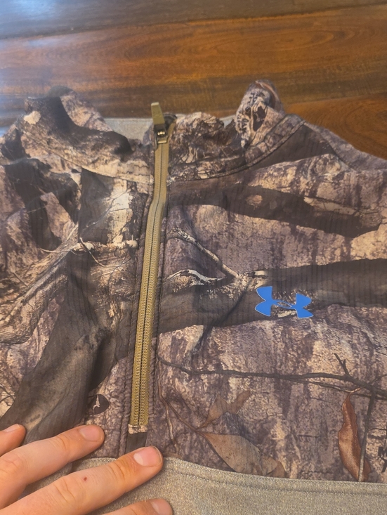 Under Armour Other - Under Armour Brown/Gray Camo Half-Zip Pullover with Blue Logo